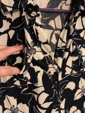 Old Navy Navy and White Floral Button-Front Midi Dress